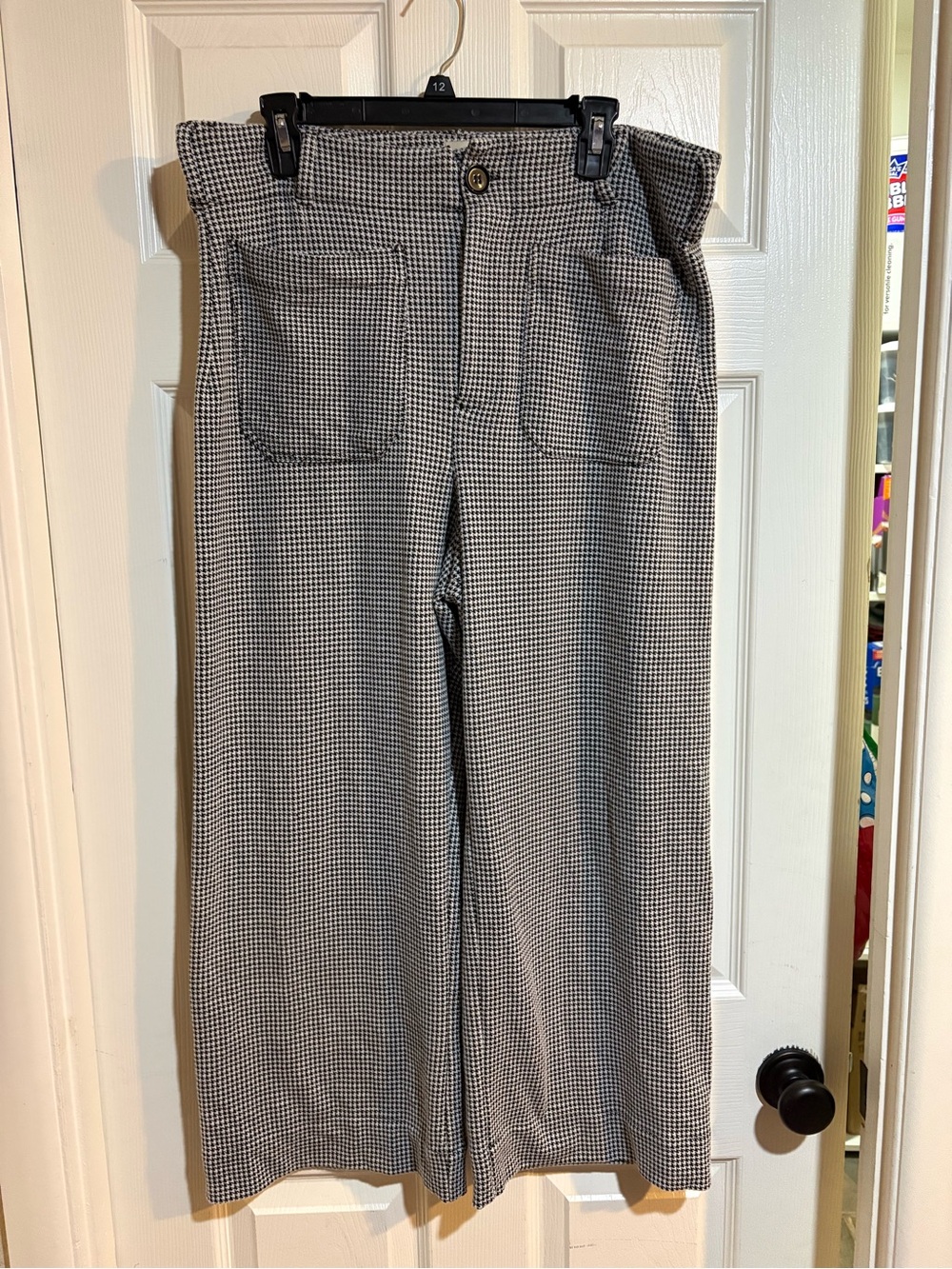 Maeve Collette Wide-Leg Pants Check Pattern Black & White